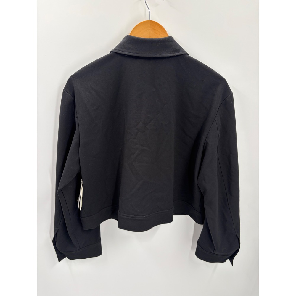 Nordstrom Women Black Cropped Utility Jacket Epaulet Button Front Large - Picture 2 of 7